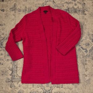 Talbots Vibrant Fuschia Cable Knit Open Front Cardigan M